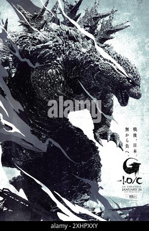 Godzilla Minus One / Minus Color (2024) von Takashi Yamazaki mit Minami Hamabe, Ryunosuke Kamiki und Sakura Ando. Japan befindet sich am tiefsten Punkt der Nachkriegszeit, als eine neue Krise in Form eines riesigen Monsters entsteht, das in der schrecklichen Kraft der Atombombe getauft wurde. US-Poster mit einem Blatt für die limitierte Theaterauflage in Schwarz-weiß-Ausführung ***NUR FÜR REDAKTIONELLE ZWECKE***. Quelle: BFA / Toho Company Stockfoto