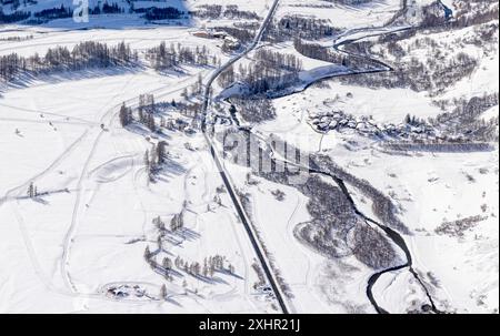 Frankreich, Savoie, Maurienne-Tal, Vanoise-Nationalpark, Bessans die Stadt Bessans beherbergt ein internationales Sommer-/Winterbiathlon-Stadion, das C Stockfoto