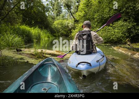 Frankreich, Bas Rhin, Strabourg, Naturschutzgebiet Rohrschollen. Inventar der Wasserbohrmaschine im Brunnwasser Stockfoto