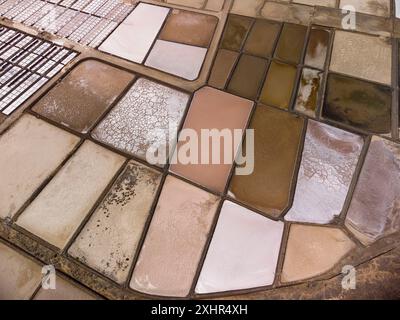 Spanien, Kanarische Inseln, Insel Lanzarote, Südwestküste, Las salinas de Janubio (Salinen von Janubio) Stockfoto