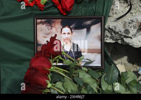 Nicht exklusiv: KIEW, UKRAINE - 12. JULI 2024 - das Foto der Hämatologin Oksana Leonieva, die bei dem russischen Raketenangriff auf die Ohmatdyt Nationa getötet wurde Stockfoto