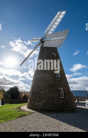 Die Callington Mill wurde 1837 in Oatlands, Tasmanien, Australien gebaut. Die 15 Meter hohe Mühle wurde vom in England geborenen John Vincent erbaut Stockfoto