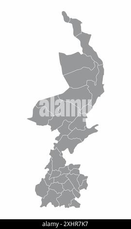 Die Verwaltungskarte der Provinz Limburg isoliert auf weißem Hintergrund, Niederlande. Stock Vektor