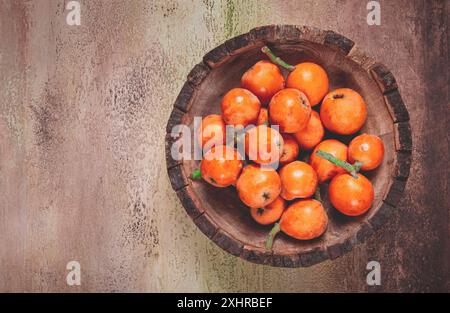 Frisches Obst, Mischling, Loquat, Shesek, lokva, Georgia Stockfoto