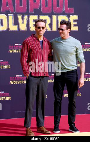 Ryan Reynolds und Hugh Jackmann beim Deadpool Wolverine Fan Event am Uber Platz in Berlin am 7. Juli 2024 Stockfoto