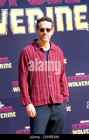Ryan Reynolds beim Deadpool Wolverine Fan Event am Uber Platz in Berlin am 7. Juli 2024 Stockfoto