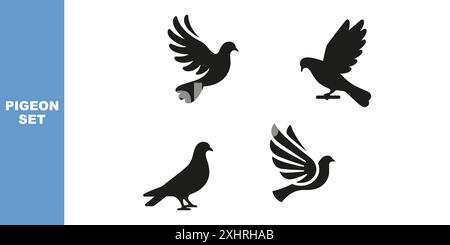 Pigeon Silhouette Icons (Taubensilhouette) für Design-Verwendung festgelegt Stock Vektor