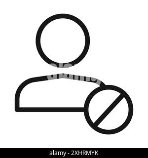 Block User Icon Schwarzer Linie Kunstvektor in schwarz-weiß Umrisse Set Collection Sign Stock Vektor
