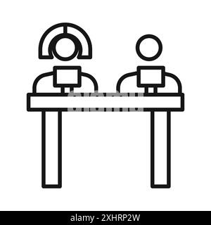 Coworking-Symbol Schwarzer Linie Kunstvektor in schwarz-weiß Umrisse Set Sammlungsschild Stock Vektor