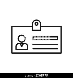 Mitarbeiter-ID-Karte Symbol Schwarzer Linie Kunstvektor in schwarz-weiß Umriss Set Sammlung Zeichen Stock Vektor
