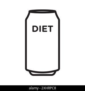 Diät-Getränk-Symbol Schwarze Linie Kunstvektor in schwarz-weiß Umrisse Set Sammlung Zeichen Stock Vektor