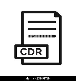 CDR-Datei Dokumentsymbol Schwarzer Strichvektor in Schwarzweiß-Kontur Set Collection Sign Stock Vektor
