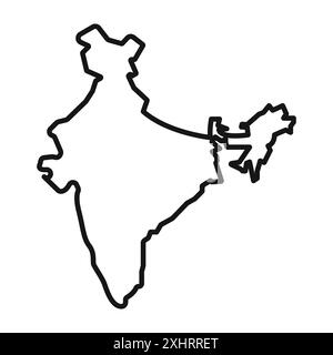 Indische Karte Symbol Schwarze Linie Art Vektor in schwarz-weiß Umrisse Set Sammlung Zeichen Stock Vektor