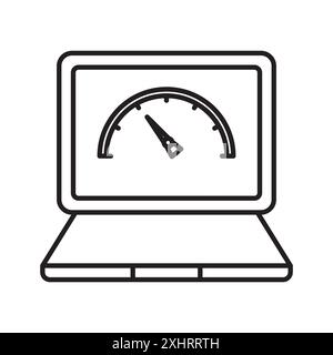 Seitengeschwindigkeitssymbol Schwarzer Linie Kunstvektor in Schwarzweiß-Umriss Set Collection-Schild Stock Vektor