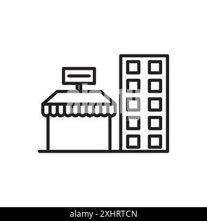 Symbol für KMU, kleine und mittlere Unternehmen Schwarze Linie Kunstvektor in Schwarz-weiß-Umrissset Sammlungsschild Stock Vektor