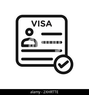 Start-up Visa Icon Black Line Art Vektor in schwarz-weiß Umriss Set Collection Schild Stock Vektor