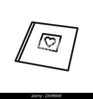 Hochzeitsalbum Ikone Schwarze Linie Art Vektor in schwarz-weiß Umrisse Set Sammlung Zeichen Stock Vektor