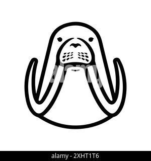 Walrosssymbol oder modernes Liniensymbol. Vektorgrafik und Ikonendesign mit auffälligen Konturen. Schwarz-weiß Pixel Perfect minimalistisches Symbol isoliert weiß Stock Vektor