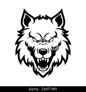 Werwolf-Symbol oder modernes Liniensymbol. Vektorgrafik und Ikonendesign mit auffälligen Konturen. Schwarz-weiß Pixel Perfect minimalistisches Symbol isoliert weiß Stock Vektor