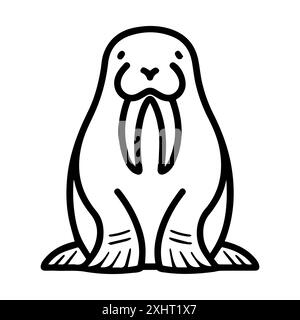 Walrosssymbol oder modernes Liniensymbol. Vektorgrafik und Ikonendesign mit auffälligen Konturen. Schwarz-weiß Pixel Perfect minimalistisches Symbol isoliert weiß Stock Vektor