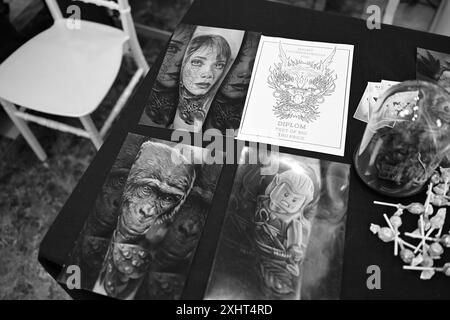 Tattoo Designs auf der Tattoo Convention in Malmö Schweden am 11. november 2023. Stockfoto