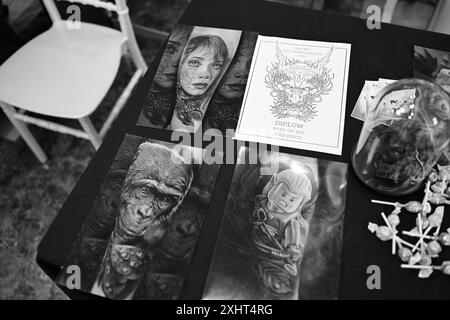 Tattoo Designs auf der Tattoo Convention in Malmö Schweden am 11. november 2023. Stockfoto