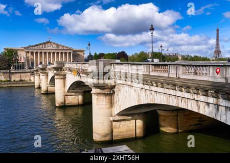 Die Nationalversammlung - Bourbon Palace, Assemblée nationale, Pont de la Concorde, seine, Paris, Frankreich Stockfoto