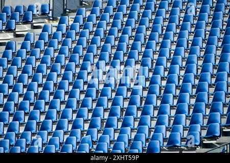 Sitzplätze, Vorbereitung der Eröffnungsveranstaltungen der Olympischen Spiele 2024 in Paris, Place de la Concorde, Paris, Frankreich Stockfoto