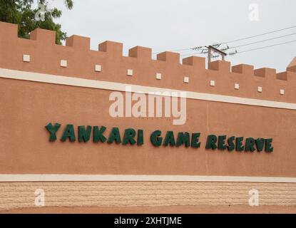 Eintritt, Yankari Game Reserve, Bauchi State, Nigeria, Afrika. Das Yankari Game Reserve ist eine der größten Touristenattraktionen Nigerias. Mit vielen Wild Stockfoto