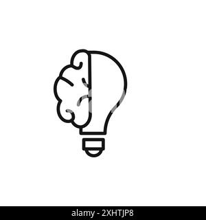 Brain Idea Icon Outline Kollektion oder Set in Schwarz-weiß Stock Vektor