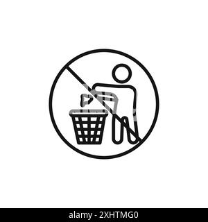 Do not litter icon outline collection or set in black and white Stock Vektor