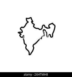 Indische Karte Icon Kollektion oder Set in Schwarz-weiß Stock Vektor