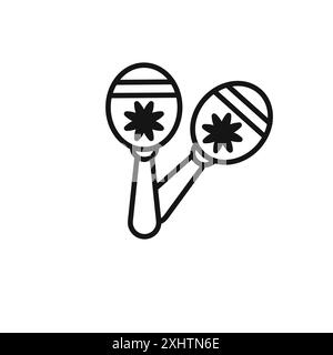 Maracas Icon Outline Kollektion oder Set in Schwarz-weiß Stock Vektor