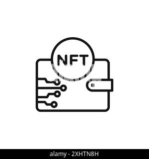 NFT Wallet Icon Outline Kollektion oder Set in Schwarz-weiß Stock Vektor