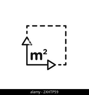 M2 Flächeneinheit Symbol für Kollektion oder Set in Schwarzweiß Stock Vektor