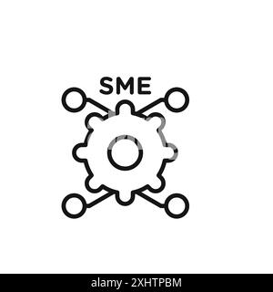 Das Symbol für KMU, kleine und mittlere Unternehmen zeigt eine Kollektion oder ein Set in Schwarzweiß Stock Vektor