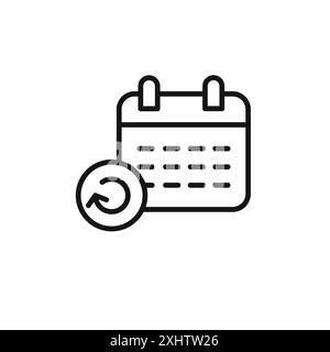Aktualisieren des Kalendersymbols Gliederung Sammlung oder in Schwarzweiß Stock Vektor