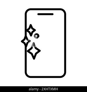 Clean Phone Glass Icon Linear Logo Set Kollektion in Schwarz-weiß für Web Stock Vektor