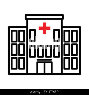 Hospital Building Icon Linear Logo Mark Set Sammlung in Schwarz-weiß für Web Stock Vektor