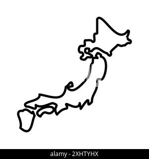 Japan MAP Icon Linear Logo Set Kollektion in Schwarz-weiß für Web Stock Vektor