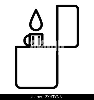 Lineare Logomarkensätze mit Feuerzeug-Symbol in Schwarz-weiß für Web-Zwecke Stock Vektor