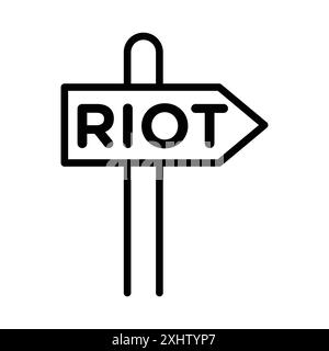 Riot Sign Icon – Linear-Logo-Set-Kollektion in Schwarz-weiß für Web-Zwecke Stock Vektor