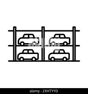 Mehrstöckige Parksymbole mit linearem Logo-Set in Schwarz-weiß für Web-Zwecke Stock Vektor