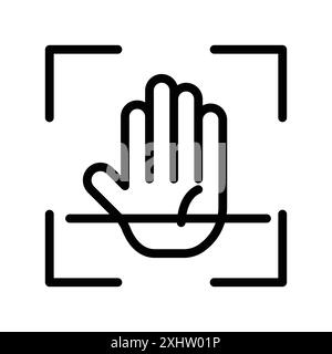 Hand Scan Symbol Linear Logo Set Kollektion in Schwarz-weiß für Web Stock Vektor