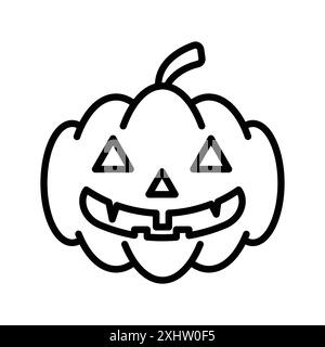 Halloween Kürbis Icon Linear Logo Set Kollektion in Schwarz-weiß für Web Stock Vektor