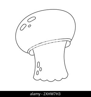 Malbuch-Seite für Kinderpilz. Zeichentrickstil. Vektorillustration isoliert auf weißem Hintergrund. Stock Vektor