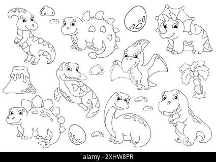 Ausmalseite für Kinder. Digitaler Stempel. Figur im Cartoon-Stil. Isoliert auf weißem Hintergrund. Vektorabbildung. Stock Vektor