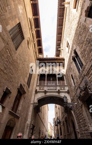 Barcelona, Spanien, 31. Oktober 2023 - der gotische Fußweg der Kathedrale von Barcelona ist ein Symbol für zeitlose Schönheit und historische Bedeutung. Stockfoto