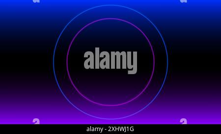 Eine leuchtende Neonlampe in einem dunklen Raum, rot-blau kreisförmig mit einem lila-blauen Hintergrund Stock Vektor