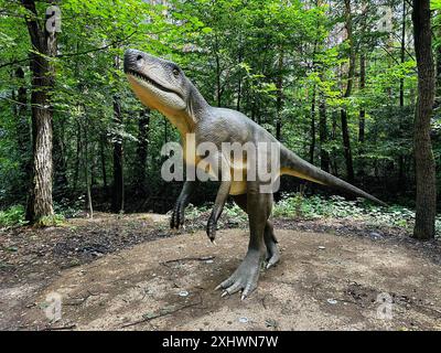 Archozaur-Dinosaurier. Realistische Figur eines Archozaur-Dinosaurier-Waldparks in Kazimierz Sosnowiec. Prähistorisches Raubtier faszinierendes Element der La Stockfoto